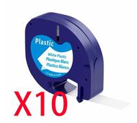 TapeTek Tape Compatible for Dymo LetraTag 91201 Cintas de etiquetas de plástico compatibles con Dymo LetraTag 91201 negro sobre blanco (12 mm x 4 m) 91331 91221 59422 S0721660 (10)