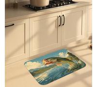 Tapetes acuáticos de cocina para piso, tapetes de espuma viscoelástica costeros de peces, acolchados, cómodos, lavables, antideslizantes, para fregaderos de cocina, lavandería, baño, 20 x 31 pulgadas