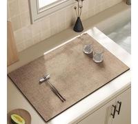 Tapetes antideslizantes de secado rápido para cafetera, lavables, escurridores, almohadillas de secado súper absorbentes para encimera, baño, bar, fregadero (80 x 50 cm, caqui)