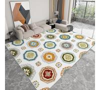 Tapetes de área 100 x 160 cm, Alfombras Rectangulares de Pelo Corto Flor Hexagonal Geométrica, Alfombra Antideslizante Mediados De Siglo para Dormitorio Niños Comedor Decoración del Hogar