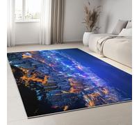 Tapetes de área 120 x 170 cm, Alfombras Rectangulares de Pelo Corto Arquitectura Aérea Luces, Alfombra Antideslizante Paisaje Urbano para Dormitorio Habitación de Niños Comedor Decoración del Hogar