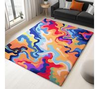 Tapetes de área 160 x 230 cm, Alfombras Rectangulares Vórtice Colorido Con Efecto Tie-Dye, Alfombra Antideslizante Estilo Acuarela para Dormitorio Habitación de Niños Comedor Decoración del Hogar