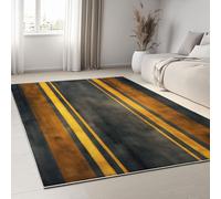 Tapetes de área 180 x 240 cm, Alfombras Rectangulares de Pelo Corto Rayas Amarillas Abstractas, Alfombra Antideslizante Realismo para Dormitorio Habitación de Niños Comedor Decoración del Hogar