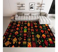 Tapetes de área 60 x 90 cm, Alfombras Rectangulares de Pelo Corto Tribus Africanas Rombos Geométricos, Alfombra Antideslizante Suroeste para Dormitorio Habitación de Niños Decoración del Hogar