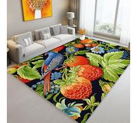 Tapetes de área para Sala de Estar 180 x 240 cm, Lavable William Morris Animales y Pájaros Fresa Tema Alfombra Pelo Corto - Vistoso Antideslizante Alfombra Adecuado para Habitaciones Infantiles