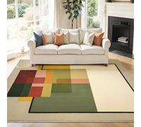 Tapetes de área para Sala de Estar 60 x 120 cm, Lavable Moderno Minimalista A Cuadros Bloques De Color Tema Alfombra Pelo Corto - Beige Antideslizante Alfombra Adecuado para Habitaciones Infantiles