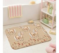 Tapetes de baño con diseño de pony, diseño de botas juguetonas, color beige, para tocador, decoración de fregadero, 40,6 x 60,9 cm, color beige