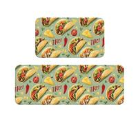 Tapetes de cocina antifatiga para piso, 2 piezas, alfombras de cocina con estampado de chile y tomate, antideslizantes, lavables, alfombra de pie para oficina, lavandería, baño, decoración del hogar y