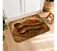 Tapetes de cocina con diseño de calabazas para piso, estilo rústico de granja, cuchara, color naranja otoño, cómodas, lavables, decoración para fregadero, lavandería, baño, entrada, 20 x 31 pulgadas