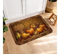 Tapetes de cocina con diseño de calabazas para piso, tradicional, rústico, farol, otoño, marrón, suave, lavable, acolchado, para fregadero, lavandería, entrada, baño, 16 x 24 pulgadas