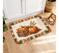 Tapetes de cocina con diseño de calabazas para suelo, hojas rústicas de granja, bellotas, color naranja, suave, lavable, grueso, para fregadero, lavandería, baño, pasillo, 16 x 24 pulgadas