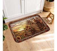 Tapetes de cocina con diseño de calabazas para suelo, rústico, granja, girasol, color ámbar, lavable, suave, acolchado, para fregadero, lavandería, baño, pasillo, 20 x 31 pulgadas
