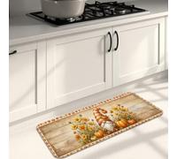 Tapetes de cocina con diseño de calabazas para suelo, rústico, granja, girasol, gnomo, otoño, naranja, cómodo, lavable, acolchado, para fregadero, lavandería, entrada, baño, 16 x 47 pulgadas