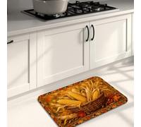 Tapetes de cocina con diseño de calabazas para suelo, rústico, tradicional, hojas de fruta, color naranja, suave, lavable, para fregadero, lavandería, entrada, pasillo, 16 x 24 pulgadas