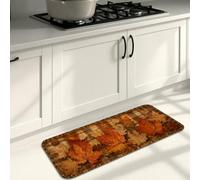Tapetes de cocina con diseño de hojas para el suelo, diseño rústico de bellotas de temporada, a cuadros, color naranja otoñal, cómodo, lavable, para fregadero, lavandería, entrada, baño, 20 x 31