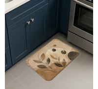 Tapetes de cocina con diseño de hojas para suelo, diseño moderno de círculos florales naturales, beige, suaves, lavables, decoración para fregadero, lavandería, baño, entrada, 40.6 x 61.0 cm
