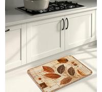 Tapetes de cocina con diseño de hojas para suelo, ramas contemporáneas naturales, abstractas, color marrón, lavables, cómodos, decorativos, para fregadero, lavandería, baño, pasillo, 40.6 x 119.0 cm
