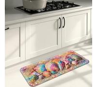 Tapetes de cocina con diseño floral de conchas marinas para piso, tapetes suaves con patrón colorido, acolchados de verano, cómodos, lavables, para fregaderos de cocina, lavandería, baño, 16 x 47