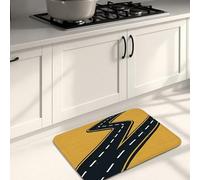 Tapetes de cocina con patrón de carretera para piso, tapetes suaves negros y amarillos, acolchados durante todo el año, cómodos, lavables, antideslizantes, para fregaderos de cocina, baño, 20 x 31
