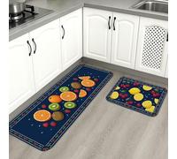 Tapetes de cocina con patrón de frutas para piso, coloridos cítricos y granadas, decorativas, acolchadas, lavables para fregaderos de cocina, lavandería, 2 unidades