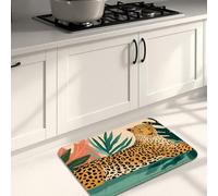 Tapetes de cocina con patrón de leopardo para piso, tapetes suaves de selva tropical, acolchados, cómodos, lavables, antideslizantes, para fregaderos de cocina, lavandería, baño, 20 x 31 pulgadas