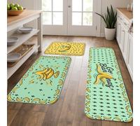 Tapetes de cocina con patrón de plátano para suelo, divertidos tapetes suaves retro, acolchados, cómodos, lavables, para fregaderos de cocina, lavadero, baño, 3 unidades
