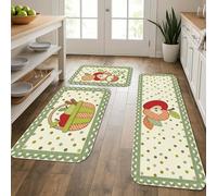 Tapetes de cocina con temática de frutas para piso, tapetes suaves de manzanas y lunares, acolchados en otoño, cómodos, lavables para fregaderos de cocina, lavadero, baño, 3 piezas
