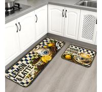 Tapetes de cocina con temática de limón para piso, alfombras suaves estilo café vintage, acolchados con resortes, cómodos, lavables, para fregaderos de cocina, lavadero, baño, 2 unidades
