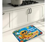 Tapetes de cocina con temática de playa para piso, coloridos diseños de cachorros, surf y arena, acolchados, cómodos, lavables para fregaderos de cocina, lavandería, baño, 16 x 24 pulgadas