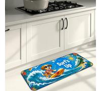 Tapetes de cocina con temática de playa para piso, coloridos diseños de cachorros surfeando y arena, acolchados de verano, cómodos, lavables, para fregaderos de cocina, lavandería, baño, 16 x 47