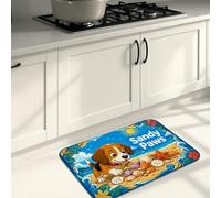 Tapetes de cocina con temática de playa para piso, coloridos diseños de cachorros surfeando y arena, acolchados de verano, cómodos, lavables, para fregaderos de cocina, lavandería, baño, 20 x 31