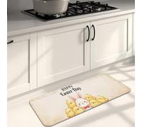Tapetes de cocina con temática de primavera para suelo, bonitos diseños de conejitos y pollitos, acolchados, cómodos, lavables, antideslizantes, para fregaderos de cocina, lavandería, 16 x 47 pulgadas