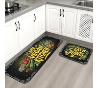 Tapetes de cocina con temática vegetal para piso, coloridos diseños de plantas, tapetes suaves, acolchados durante todo el año, cómodos, lavables para fregaderos de cocina, lavadero, baño, 2 unidades