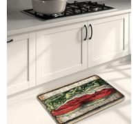 Tapetes de cocina con temática vegetal para piso, diseño colorido de lechuga y tomates, acolchados, cómodos, antideslizantes, para fregaderos de cocina, lavandería, 16 x 24 pulgadas