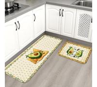 Tapetes de cocina de aguacate para piso, tapetes suaves con patrón divertido y fantástico, acolchados de verano, cómodos, lavables para fregaderos de cocina, lavadero, baño, 2 unidades