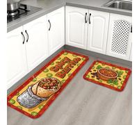 Tapetes de cocina de burrito picante para piso, coloridos tapetes suaves de comida mexicana, acolchados, cómodos, lavables, para fregaderos de cocina, lavadero, baño, 2 unidades