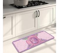 Tapetes de cocina de calabazas para piso, diseño de hongos de temporada, flores, otoño, violeta, cómodo, lavable, grueso, para fregadero, lavandería, entrada, baño, 16 x 47 pulgadas