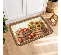 Tapetes de cocina de calabazas para suelo, rústico, tradicional, hojas de linterna, color naranja, lavable, cómodo, acolchado, para fregadero, lavandería, entrada, baño, 16 x 24 pulgadas