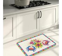 Tapetes de cocina de cangrejo tropical para piso, tapetes suaves con diseño floral colorido, acolchados de verano, cómodos, lavables, para fregaderos de cocina, lavandería, baño, 20 x 31 pulgadas