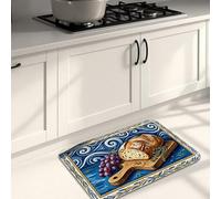 Tapetes de cocina de estilo mediterráneo para piso, diseño colorido de mariscos y pan, acolchado de verano, cómodo, lavable, decoración para fregaderos de cocina, lavandería, baño, 20 x 31 pulgadas
