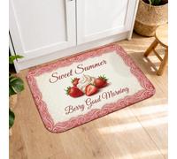 Tapetes de cocina de fresa de verano para piso, tapetes suaves con patrón de bayas vintage, acolchados, cómodos, lavables, para fregaderos de cocina, lavandería, baño, 20 x 31 pulgadas