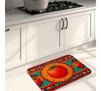 Tapetes de cocina de frutas para piso, patrón de tomates coloridos, vintage, decorativos, suaves, acolchados, cómodos, lavables, antideslizantes, para fregaderos de cocina, lavandería, baño, 16 x 24