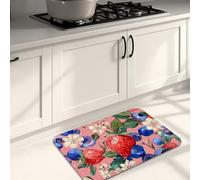 Tapetes de cocina de frutas para piso, tapetes suaves florales vintage de bayas coloridas, acolchados, cómodos, lavables, antideslizantes, para fregaderos de cocina, lavandería, baño, 20 x 31 pulgadas