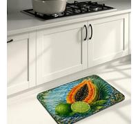 Tapetes de cocina de frutas tropicales para piso, tapetes suaves vibrantes de papaya y colibrí, acolchados de verano, cómodos, lavables, para fregaderos de cocina, lavandería, baño, 20 x 31 pulgadas
