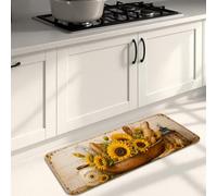 Tapetes de cocina de girasol para piso, rústico, hojas de otoño, trigo, otoño, amarillo, lavable, cómodo, decorativo, para fregadero, lavandería, entrada, pasillo, 16 x 47 pulgadas