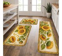 Tapetes de cocina de girasol para piso, tapetes suaves florales vintage, tapetes acolchados con resorte para decoración cómoda para fregaderos de cocina, lavandería, baño, 3 piezas