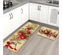 Tapetes de cocina de granada para piso, tapetes suaves de arte floral vintage, acolchados, cómodos, lavables, antideslizantes, para fregaderos de cocina, lavandería, baño, 16 x 24 pulgadas