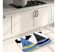 Tapetes de cocina de Halloween para piso, bonitos tapetes suaves con patrón de murciélago y bruja, acolchados, cómodos, lavables, antideslizantes, para fregaderos de cocina, lavandería, baño, 20 x 31