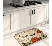 Tapetes de cocina de Halloween para piso, diseño de murciélago de calabaza vintage, acolchado, cómodo, lavable, antideslizante, para fregaderos de cocina, lavandería, baño, 16 x 24 pulgadas