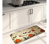 Tapetes de cocina de Halloween para piso, diseño de murciélago de calabaza vintage, acolchado, cómodo, lavable, antideslizante, para fregaderos de cocina, lavandería, baño, 16 x 47 pulgadas